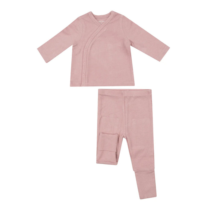 Angel Dear Silver Pink Ribbed TMH Set w/ Roll-over-Cuff Pants