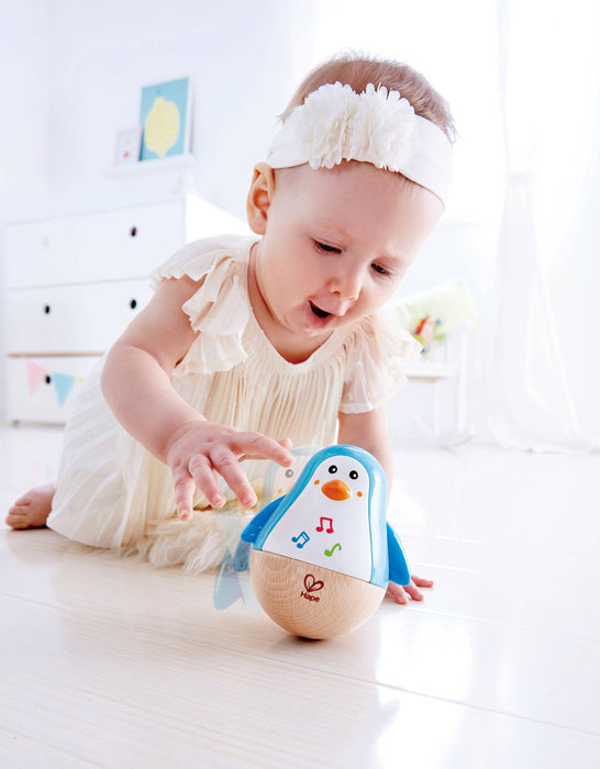Hape Toys - Wooden Penguin Roly Poly Baby Toy with Musical Chimes