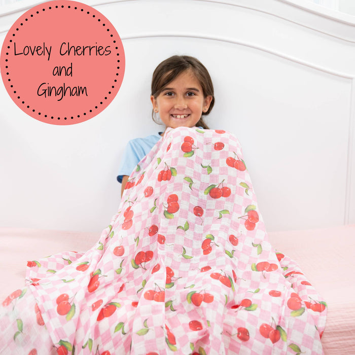 LollyBanks - Cherry on Top Baby Muslin Swaddle Blanket