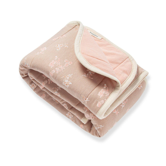Burt's Bees Baby - Whimsical Floral Organic Cotton Reversible Baby Blanket: Hummus / One Size