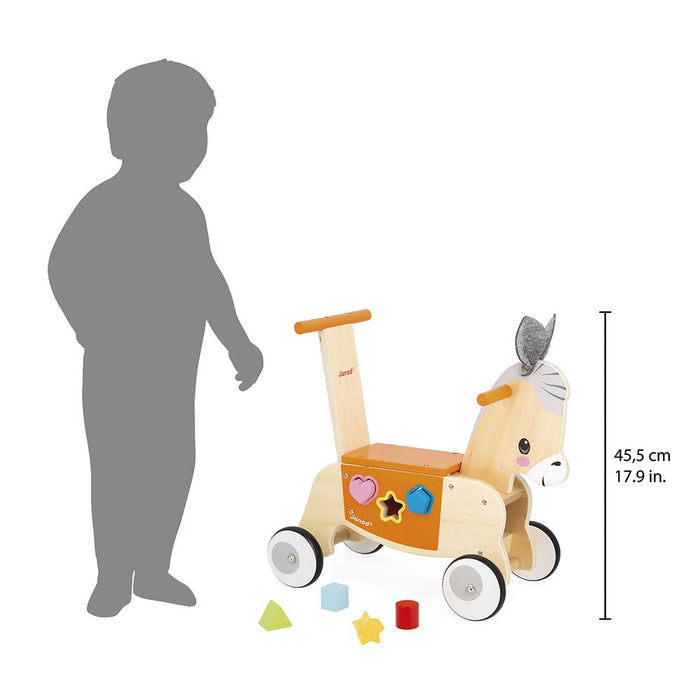 Tri Ang Riding Donkey Janod - Farm Ride-On Donkey with Shape Sorter — Hello Baby & Kids