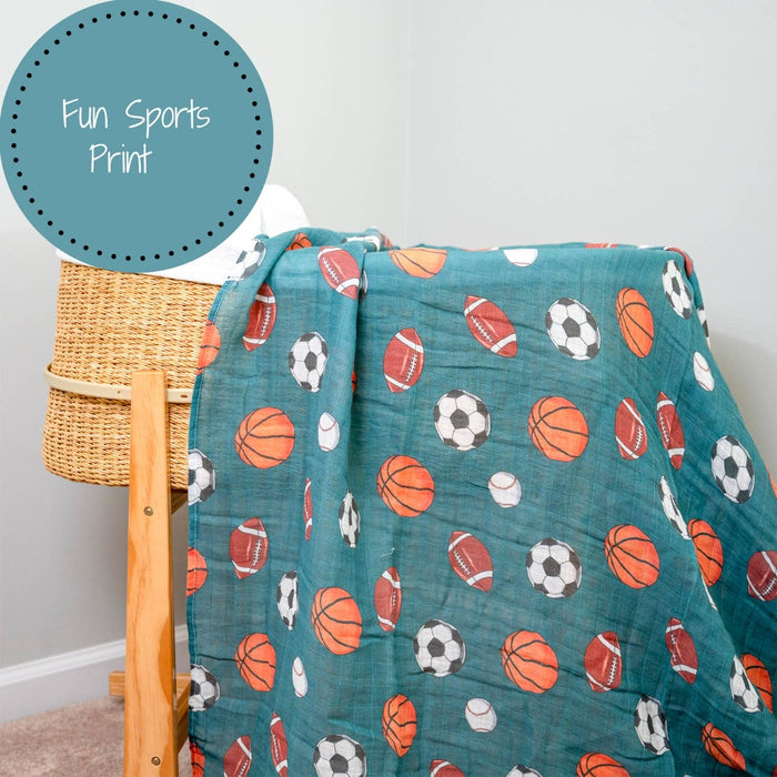 LollyBanks - Little Athlete Sporty Theme Baby Muslin Swaddle Blanket
