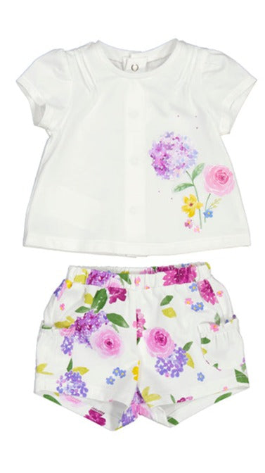 Lavendar Spring Short Sleeved Tee & Floral Shorts Set