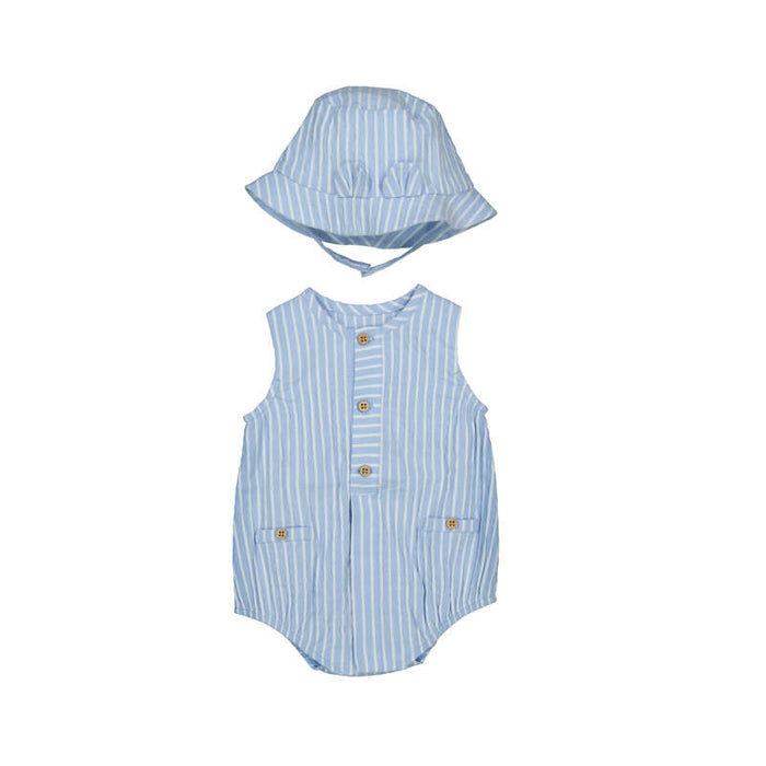 Blue Striped Tanktop Bodysuit with Hat
