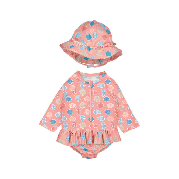 Seashell Long Sleeve Rashguard Swim Suit