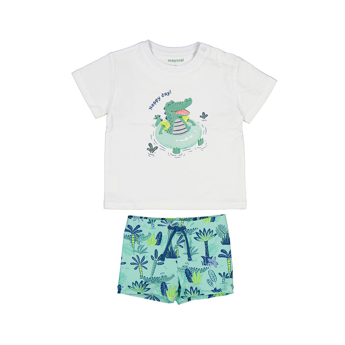 Mayoral Happy Alligator T-Shirt & Swim Shorts Set