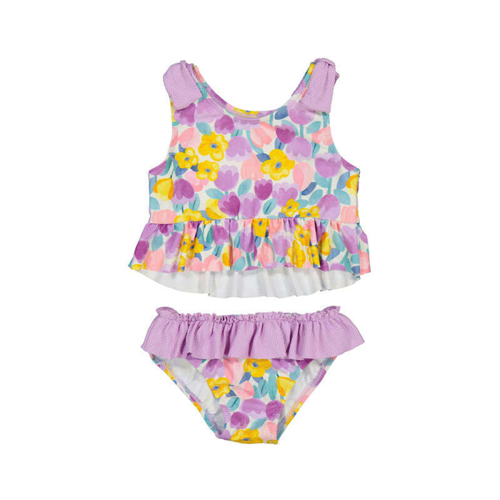 Purple Floral Tankini 2 Piece Swimsuit