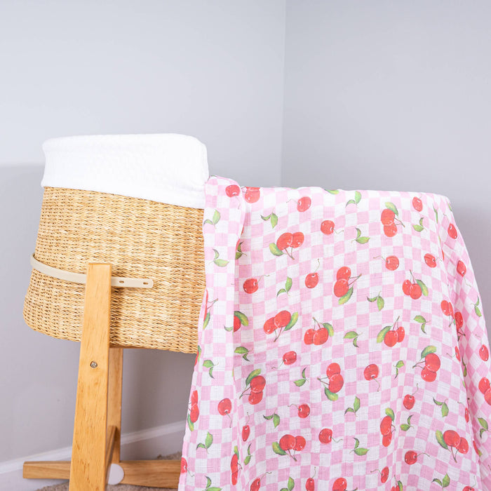 LollyBanks - Cherry on Top Baby Muslin Swaddle Blanket