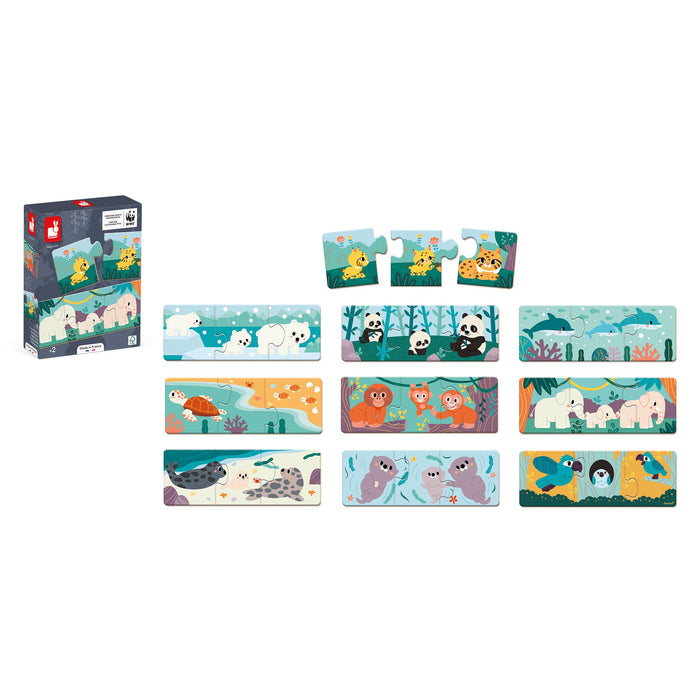 Janod - Matching Game | 30-piece animal puzzle | WWF partnership