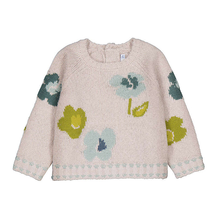 Blue Floral Knit Sweater Set
