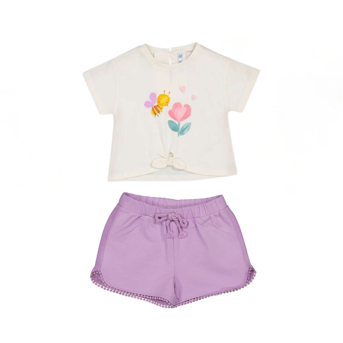 Bee Shirt and Lilac Shorts Set