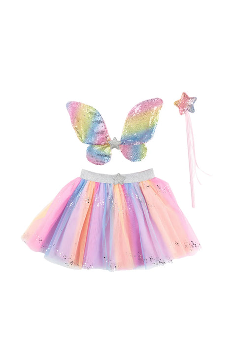 Rainbow Sequins Skirt, Wings, Wand