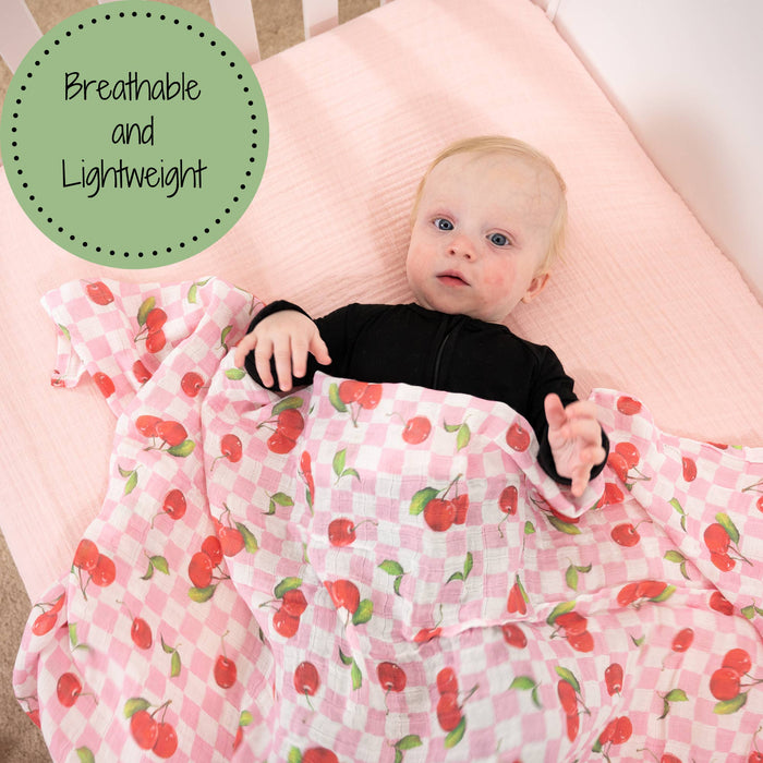 LollyBanks - Cherry on Top Baby Muslin Swaddle Blanket