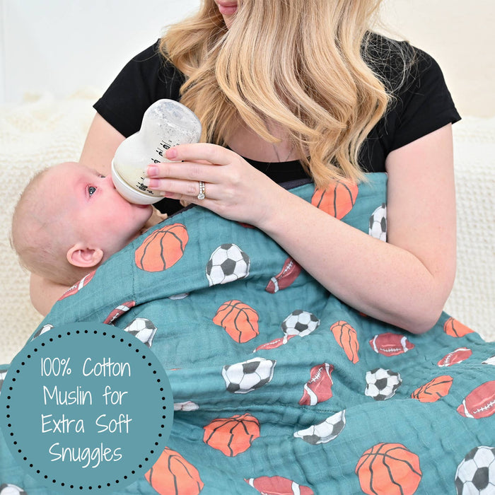 LollyBanks - Little Athlete Sporty Theme Baby Muslin Swaddle Blanket