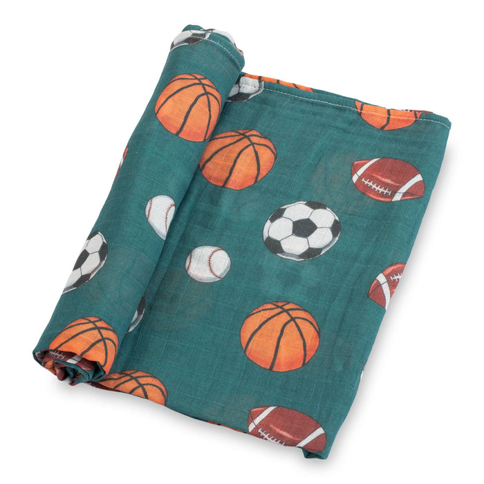 LollyBanks - Little Athlete Sporty Theme Baby Muslin Swaddle Blanket