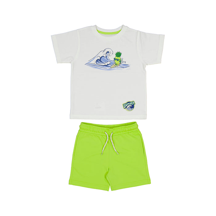 Mayoral Pineapple Surfer T-Shirt & Kiwi Green Shorts Set