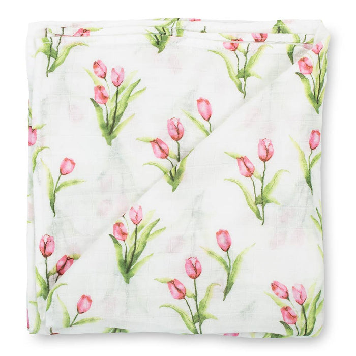 LollyBanks - Tulip Garden Baby Muslin Swaddle Blanket