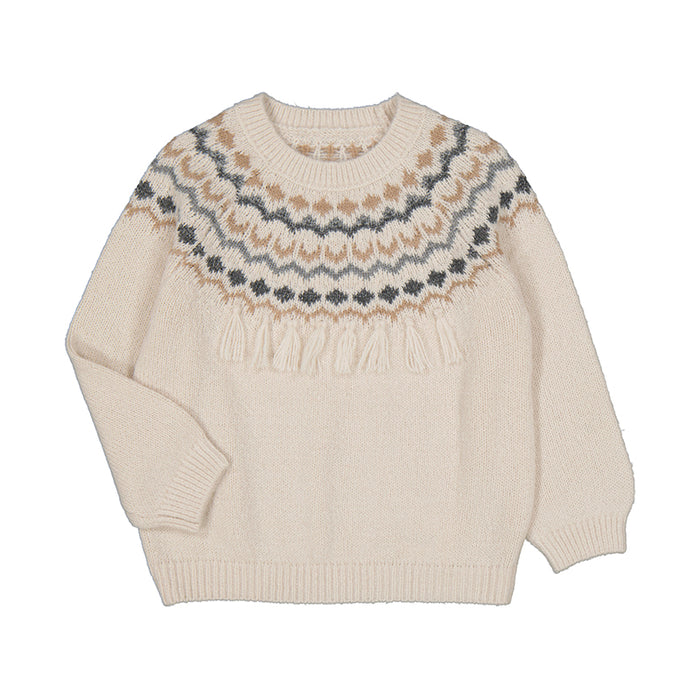 Beige Boho Fringe Knitted Sweater