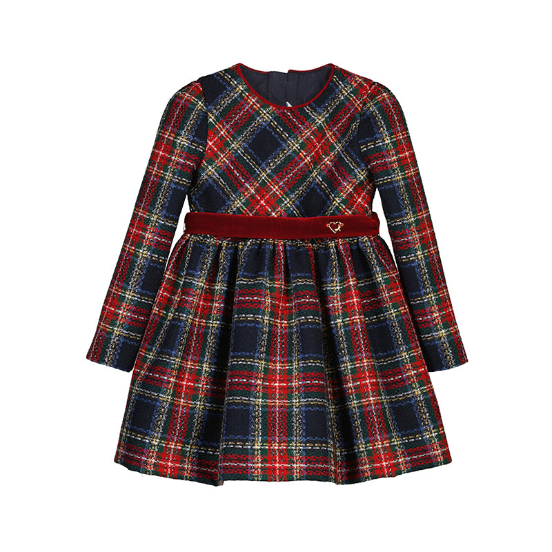 Mayoral Red, Navy & Green Plaid Dress with Silver Sparkles Hello Baby & Kids Mayoral Red, Navy & Green Plaid Dress with Silver Sparkles Hello Baby & Kids