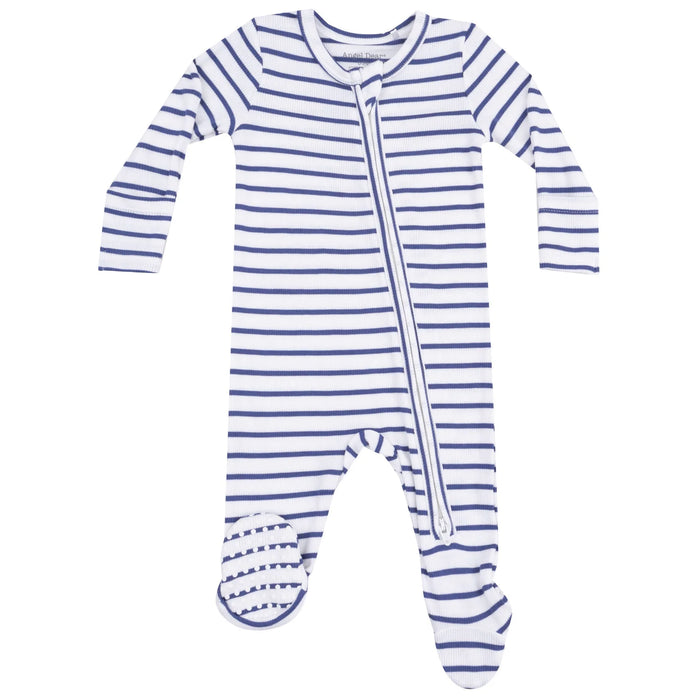 Angel Dear Striped Navy & White 2 Way Zipper Footie