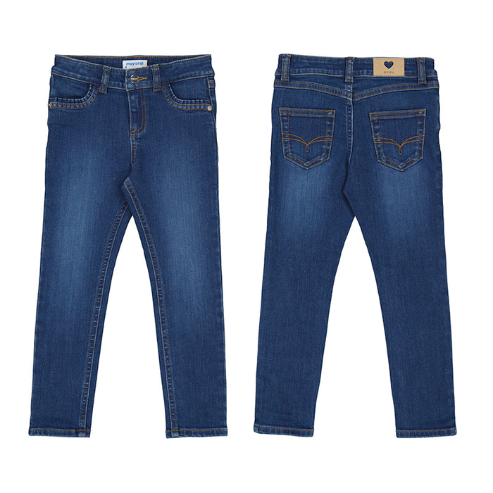 Girls’ Super-Soft Skinny Jeans w/ Adjustable Waist- Medium Wash