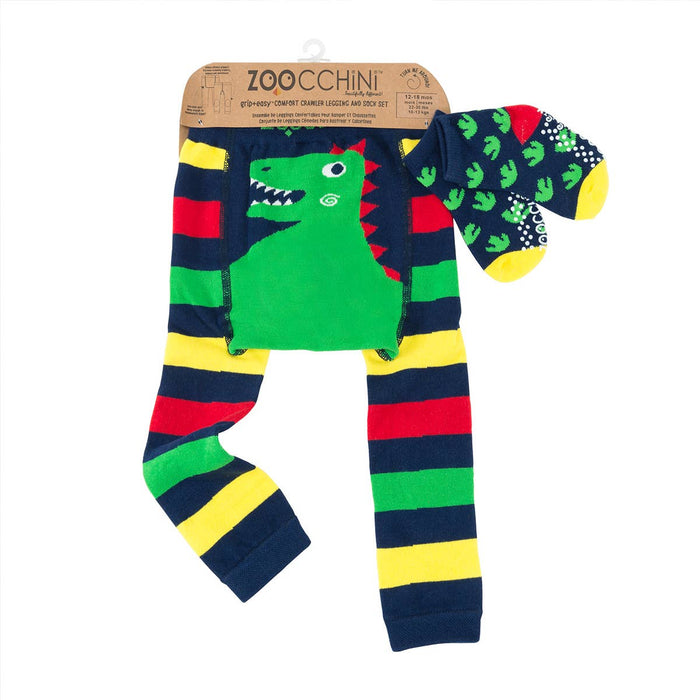 ZOOCCHINI - Crawler Legging/Sock Set Devin the Dinosaur: M