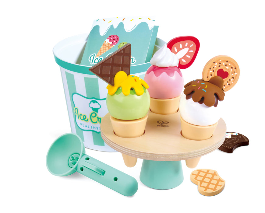Hape Toys - Wooden Ice Cream Parlor Play Set with Cones & Scoop