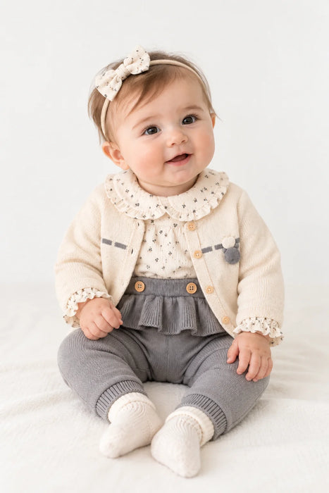 Ruffle Knit Overall Set