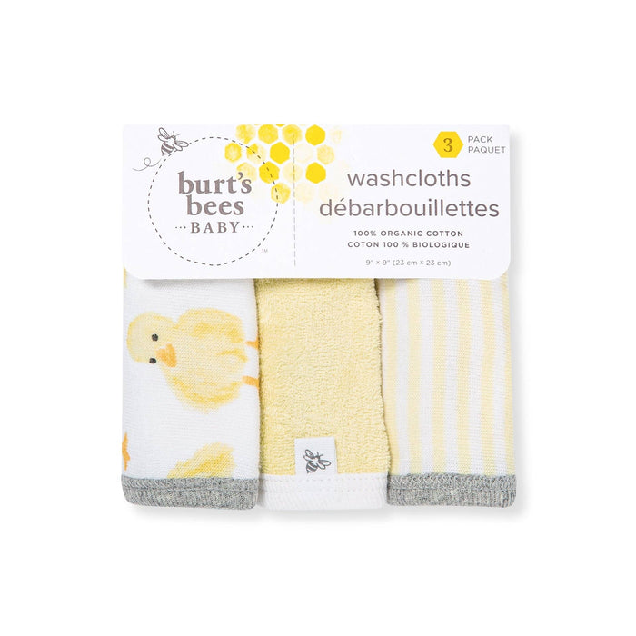 Burt's Bees Baby - Little Ducks Organic Cotton Washcloths 3 Pack: Double Cream / One Size