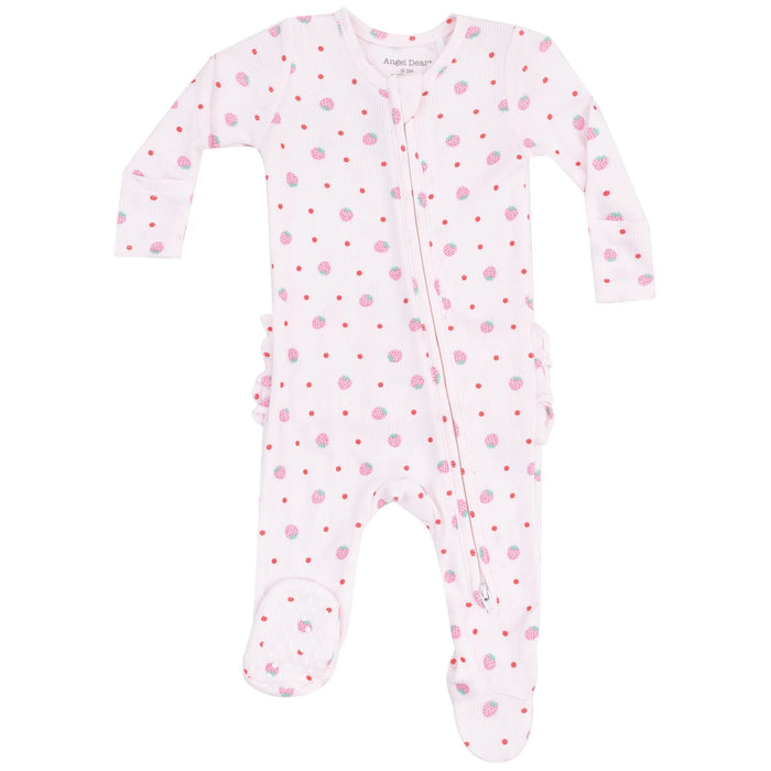 Angel Dear 2 Way Zipper Strawberry Ruffle Back Footie