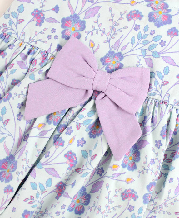 Rufflebutts Fairytale Garden Knit Short Sleeve Twirl Dress: 3-6m / Blue