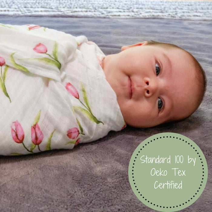 LollyBanks - Tulip Garden Baby Muslin Swaddle Blanket