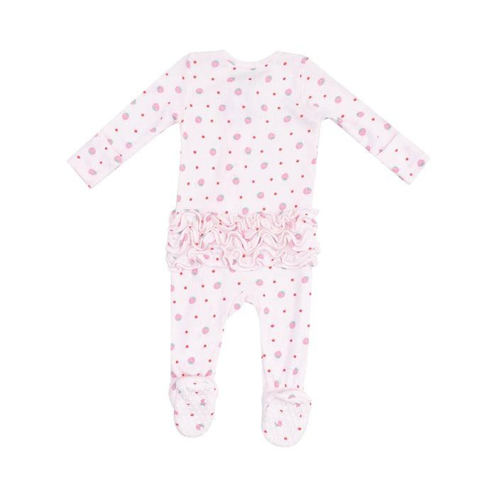Angel Dear 2 Way Zipper Strawberry Ruffle Back Footie