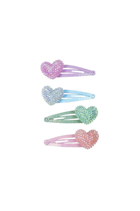 Sparkle Heart Bobble Hair Clips 4pcs