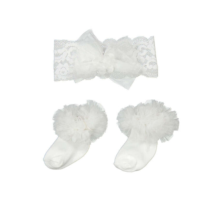 White Bow and Sock Set