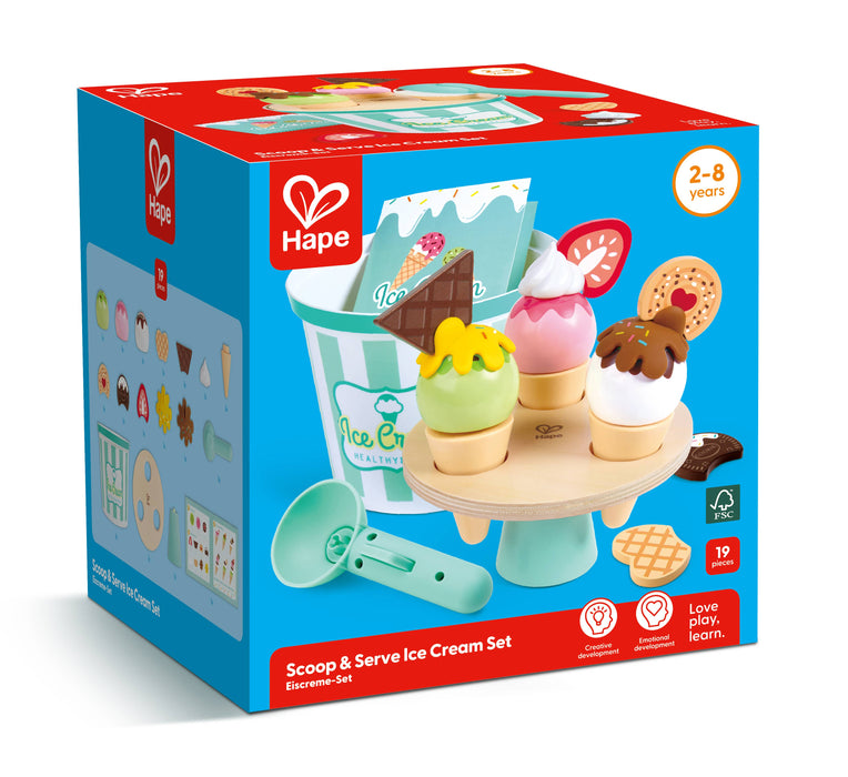 Hape Toys - Wooden Ice Cream Parlor Play Set with Cones & Scoop