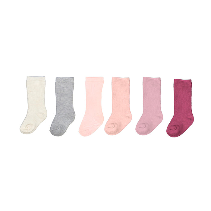 Set of 6 Infant Socks- Shades of Pink