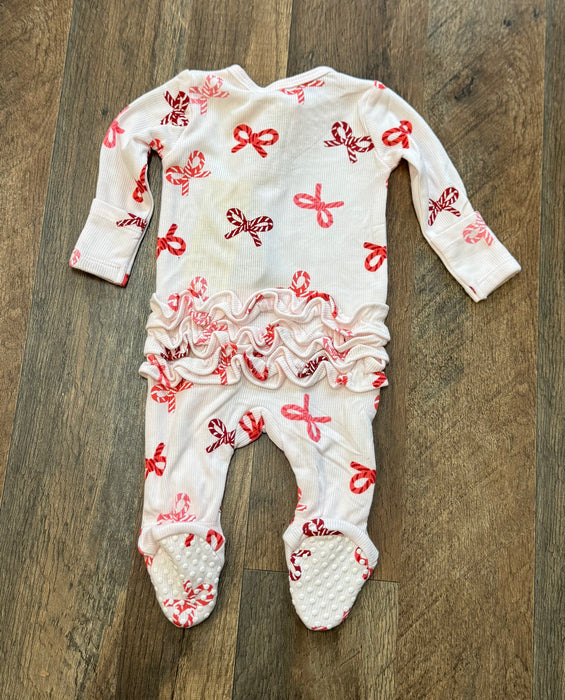 Candy Cane Bows Footie