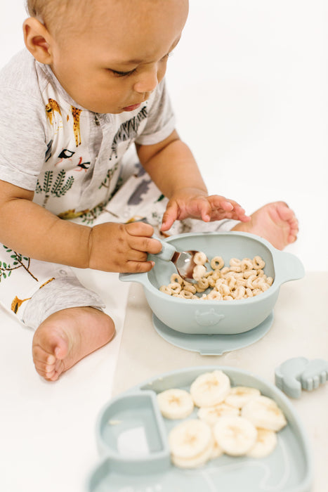 Born to be Wild Silicone Suction Snack Bowl - Blue