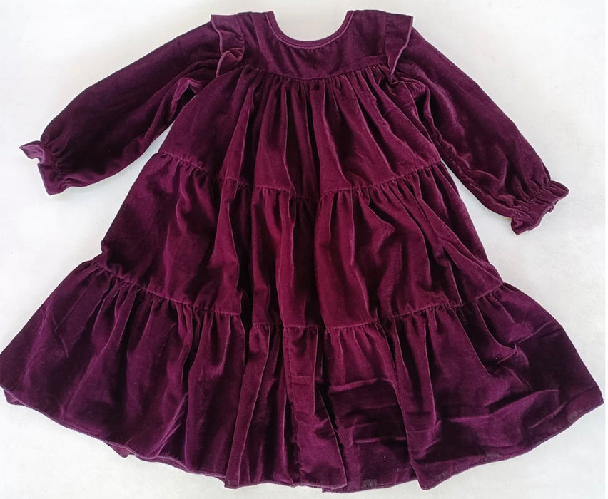 Infants’ SugarPlum Velveteen Long Sleeved Ruffled Dress