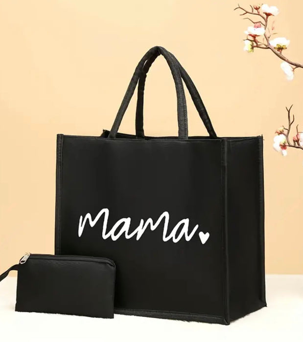 Mama Bag- Black Canvas Tote