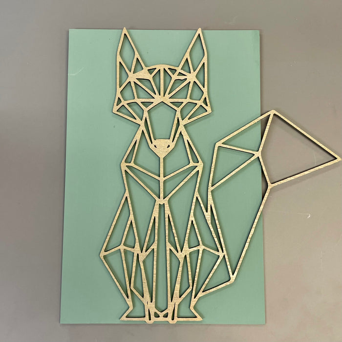 Wooden Geometric Fox Wall Art