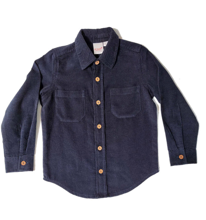 Navy Courderoy Long Sleeved, Button Shirt