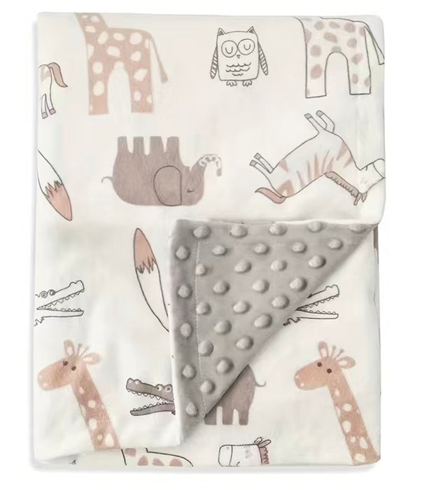 Animal Pals Gray Minky Cuddle Blanket