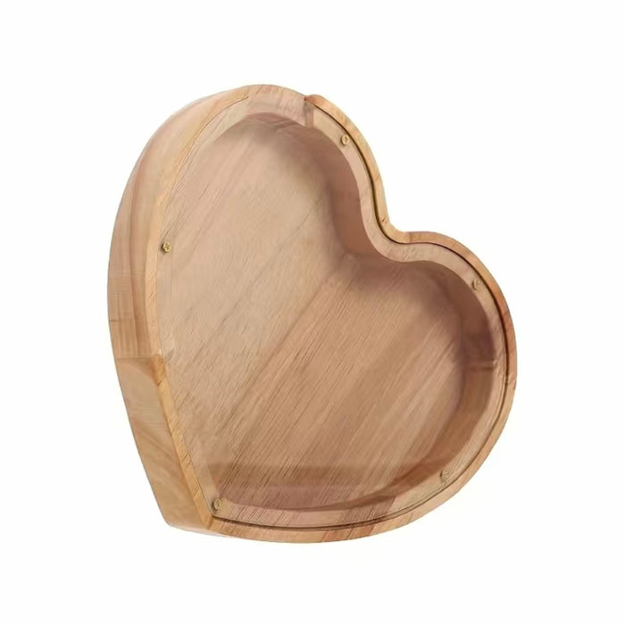 Wood & Acrylic Money Bank- Heart Shape