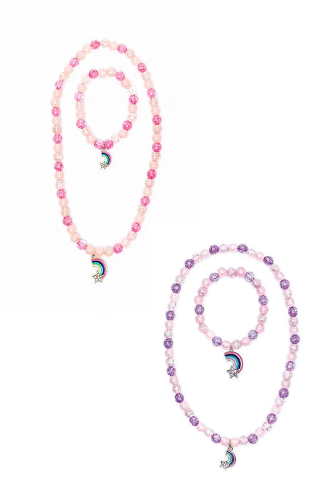 Purple Rainbow Necklace & Bracelet Set 2pc Assorted