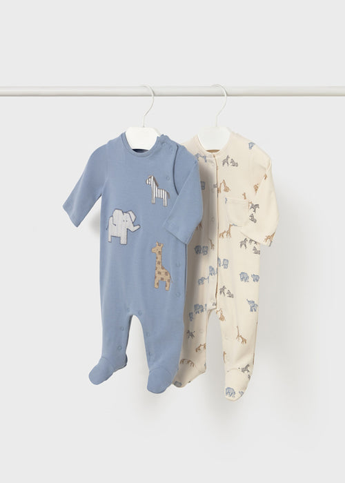 Blue Safari Footed Onesie