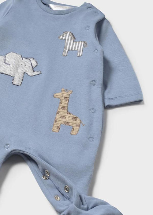 Blue Safari Footed Onesie