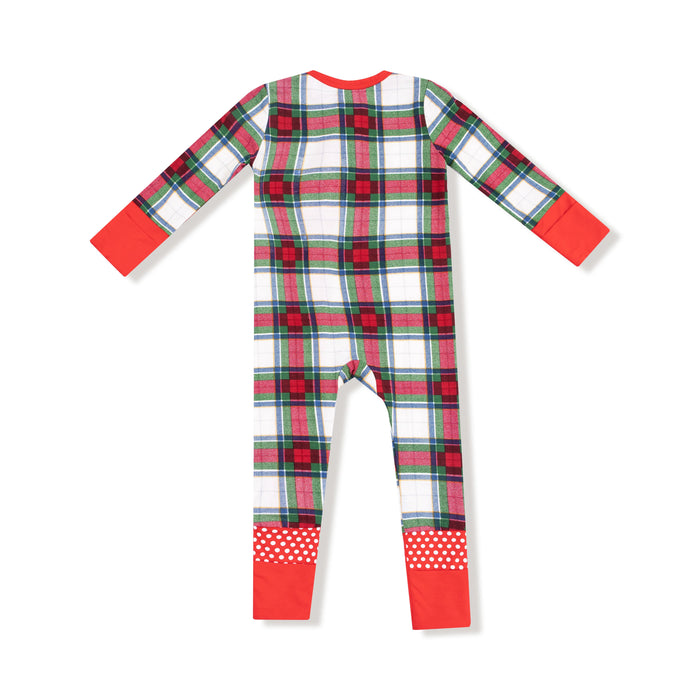 Holiday Plaid Zipper Romper