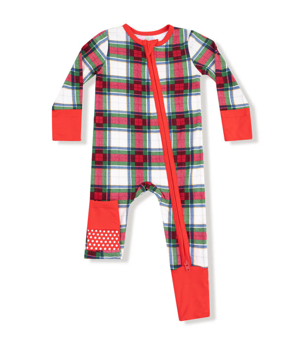 Holiday Plaid Zipper Romper